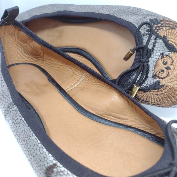 Owl (Wisdom) Vida Leather Embroidered Ballet Slippers Size 7 - Picture 12 of 14